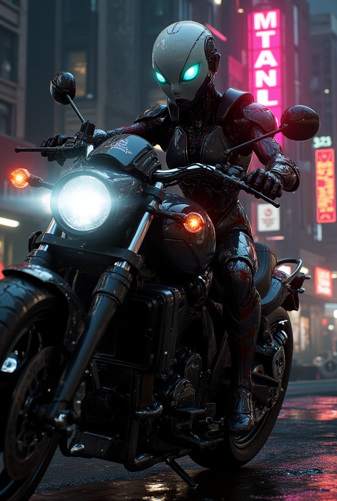 "Insanely detailed complex.Android on a superbike, porcelain face and head, big turquoise eyes, perfect eyes, best quality. skins. Blood, bug in a post-apocalyptic world!!,epic detailed matte painting by Greg Rutkowski 8k resolution concept Art hyperdetailed intricately detailed insanely detailed dynamic lighting Unreal Engine 5 Splash Art "splash_Art_splatter, 8k, wet_maximalism, golden_ratio, epic_COMPOSITION, intricate_details, HDR, beautiful_shot, sharp_focus,64_megapixels, Amazing_COMPOSITION, high_contrast", neon atmosphere, abstract black oil, gear mechanism, detailed acrylic, grunge, intricate complexity, rendered in Unreal Engine, Photorealistic