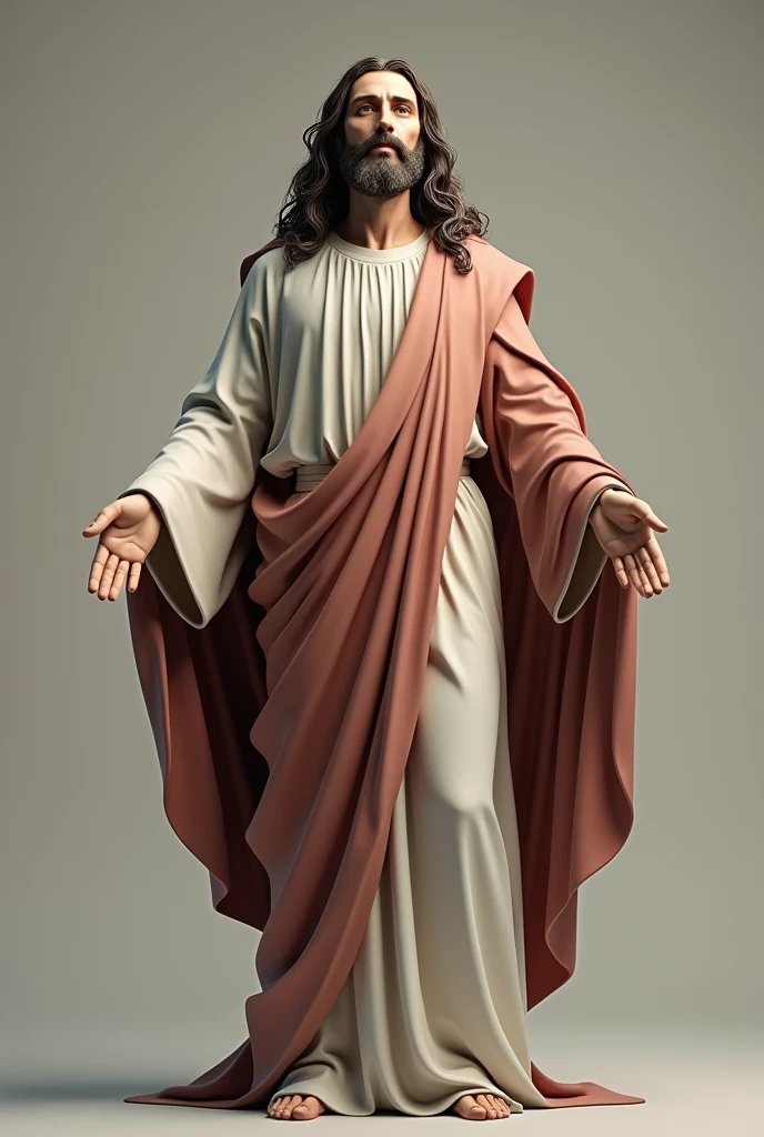 Jesus in white robes stained with blood