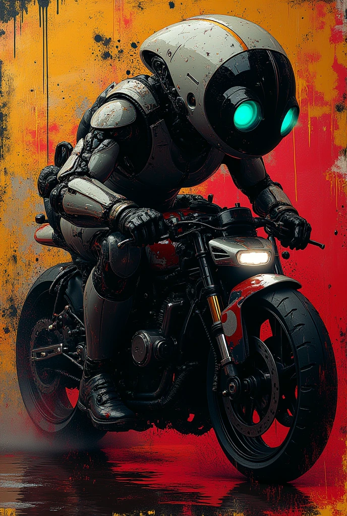 "Insanely detailed complex.Android on a superbike, porcelain face and head, big turquoise eyes, perfect eyes, best quality. skins. Blood, bug in a post-apocalyptic world!!,epic detailed matte painting by Greg Rutkowski 8k resolution concept Art hyperdetailed intricately detailed insanely detailed dynamic lighting Unreal Engine 5 Splash Art "splash_Art_splatter, 8k, wet_maximalism, golden_ratio, epic_COMPOSITION, intricate_details, HDR, beautiful_shot, sharp_focus,64_megapixels, Amazing_COMPOSITION, high_contrast", neon atmosphere, abstract black oil, gear mechanism, detailed acrylic, grunge, intricate complexity, rendered in Unreal Engine, Photorealistic