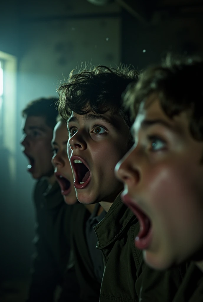 young boys shocked in horrer room