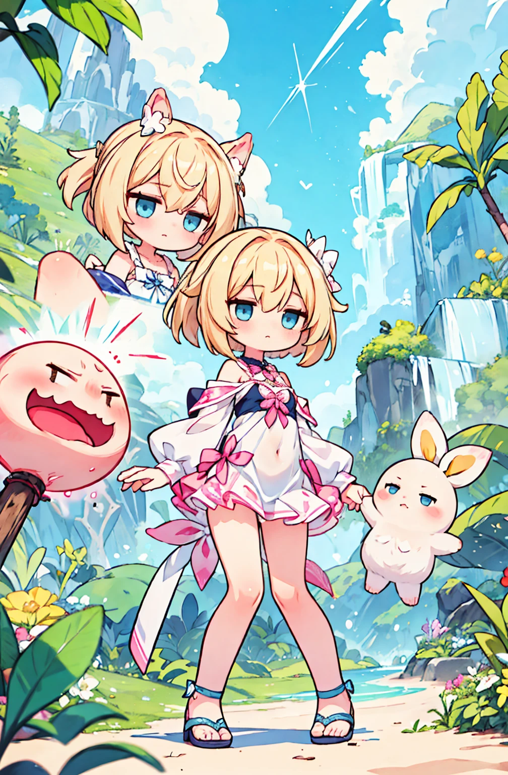 (small breasts)、light shining from the front、bright、(background white)、bright、(simple background)、Laughter、((masterpiece))、((highest quality))、(Super fine) )、((cute))、(Beautiful)、((sexy))、(Erotic)、((very detailed))、In 4K、(In 8K)、(beautiful)、An illustration、solo、((beautiful目))、yoga pose、(((slender body)))、dance pose.pantyhose.pink suit、Key Visual、sublime color、perfect anatomy、good hand、perfect hands、best hand、1 girl、美しくてcute女性、(((Vtuber-full bodyVtuber-half body)))、((best quality)), ((muste piece)), (detailed breasts), perfect face.Tube top.(((lace tube top))).pink hair.short hair.(((hot pants))).(((suspenders))).Kimono.Japanese pattern.casino dealer clothing woman　An illustration　shorts　stripe　ピErotic　Most famous as the god of fishing、A red shell on your arm、I have a fishing rod in my arm。The prayer for a big catch has changed to a prayer for a prosperous business.。Lord Ebisu is、He is the only god of Japanese origin among the Seven Lucky Gods.。