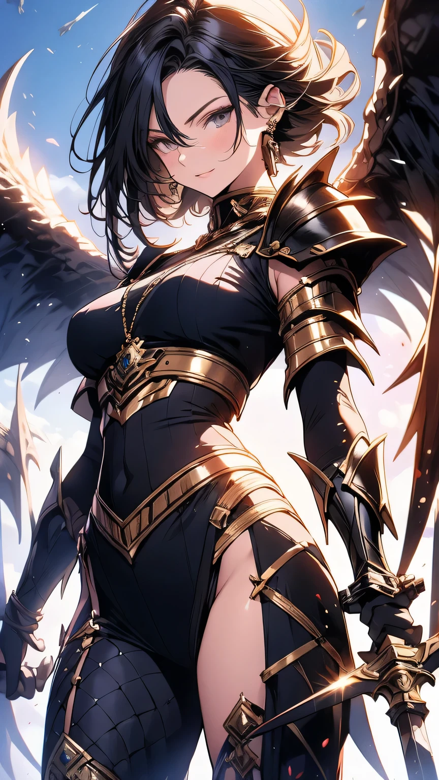 master piece, bokeh, best quality, photorealistic, ultra high resolution, 1 mature female, ultra detailed closeup portrait,

(black fur red cloak:1.2), (long red skirt), (black dragon bone full body armor), intricate silver embroidery,

beautiful red eyes, (ultra detailed sexy armpit:1.4), glossy skin, super huge ample breasts,

intricate grey background, strong back lighting, volumetric lighting, soft lighting, overhead lighting, dreamy