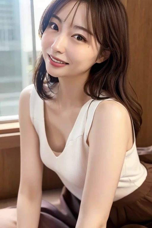 Selphy、 mature girlfriend 、 clear 、virgin、28 years old、  wavy shoulder length hair 、Double teeth、Shapely breasts、 bright 、Japanese、 nudes、Nipples、 realistic feel