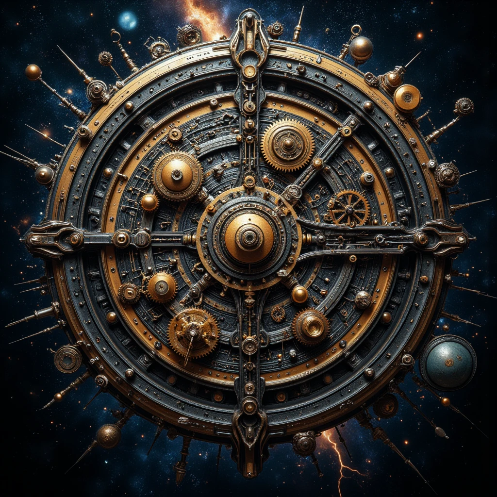  complex textures science fiction space-time mechanism clock report cyber design Latest and advanced technologies, Fantastic, Fantasy, 16K, masterpiece,  best size ,  maximum quality , complex textures space time Cybernetization ,