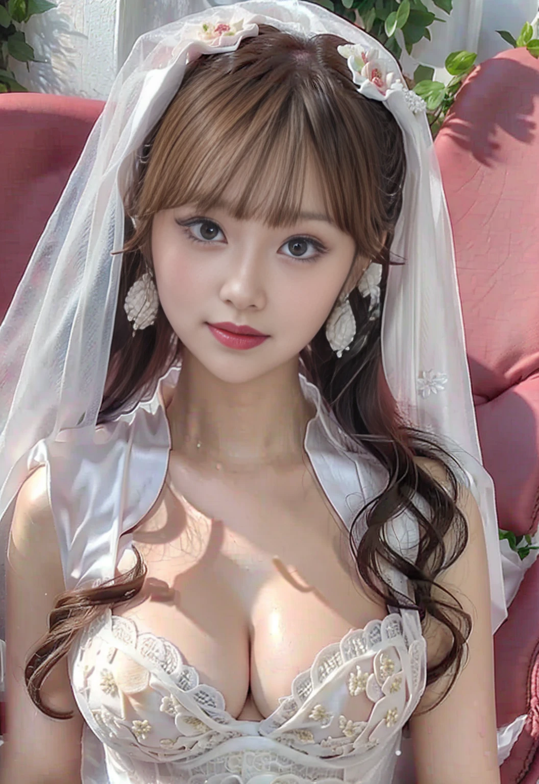 18歳のbride、、 high school girl、 big eyes、Big eyes、 her eyes are drooling 、Drooping eye corners、Droopy eyes、Eyes are apart、bride、church、 Wedding Style、thin fabric prom dress、Small Rose Embroidery 、 Wedding Veil、Transparent areola、Large Breasts、Best Breasts、Firm breasts、Beautiful breasts、Big Breasts、Busty、超Big Breasts、Small waist、pearl earrings、