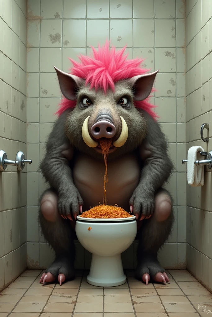 Fat Mangus boar big belly and large body and his big chunky body and hes butt is bigger and his butthole is Bigger, he's on the toilet