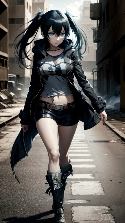 Black Rock Shooter, Trench Coat, T-Shirt, Blue Eyes, Fallout, General Uniform, 