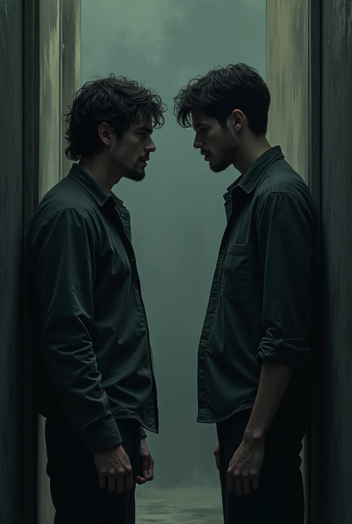 sad man looks from the window at the girl he likes