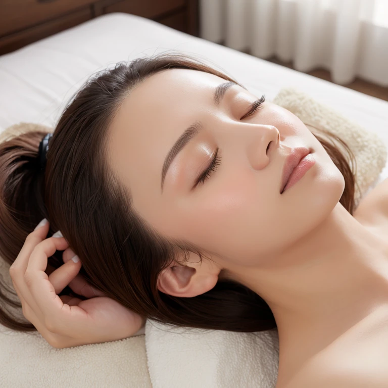Woman receiving oil massage