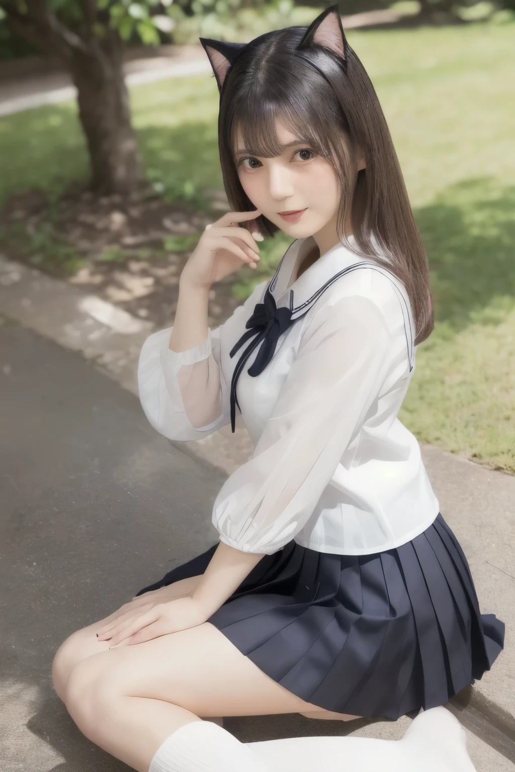 (best quality, masterpiece, ultra-detailed),(8K wallpaper),(beautiful detailed eyes), beautiful, amazing, Schoolgirl in on a boat in a pond, dynamic angle, landscape:1.4,
