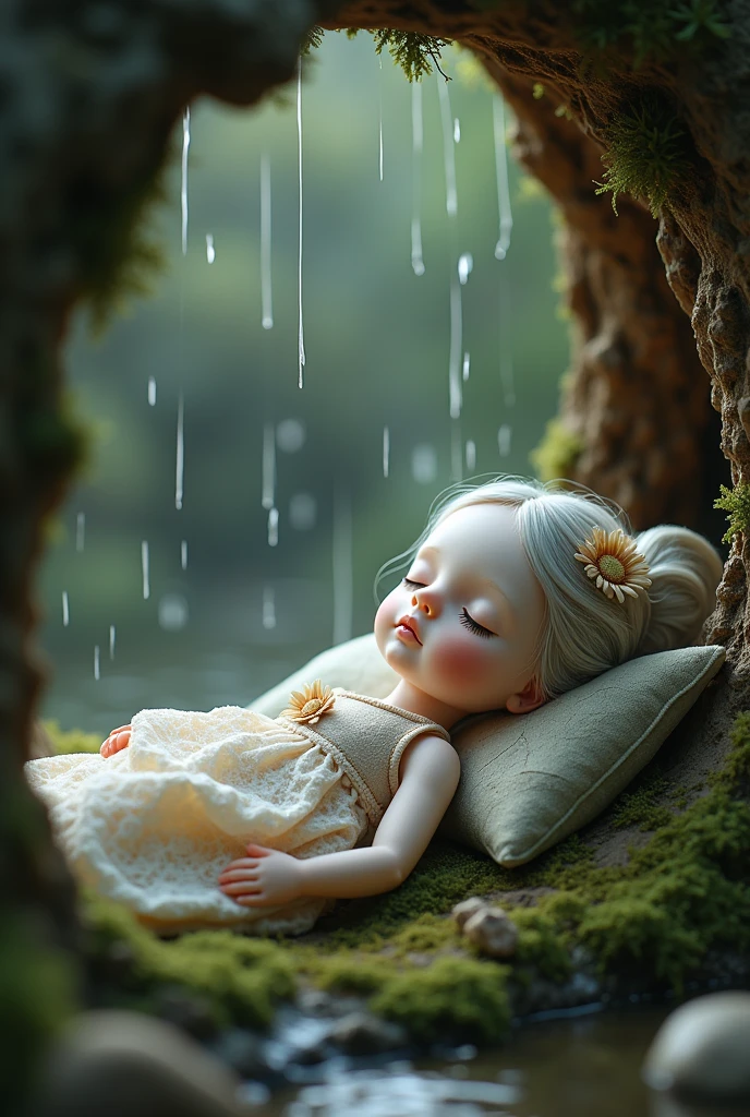 little baby in the rain