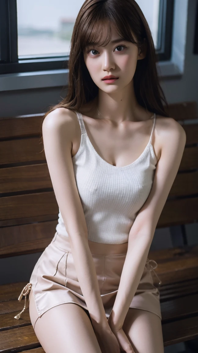 8K, RAW Photos, Fujifilm, ((Highest quality)), ((masterpiece)), (detailed), ((in the Tennis court)),((one girl)), (no panties),美しい韓国人woman, 美しい若い韓国人woman, Young and adorable Korean face, ゴージャスな若い韓国人woman, Korean Girls, Girl cute beautiful face, 韓国のwomanアイドルの肖像, Young and pretty Asian face, Cute natural anime face,Asian pretty face,((glistening eyes)),((glistening eyes )),((large eyes)),(( pretty eyes)),((nipple)),(detailed),Perfect Face,((One girl)), ((clear eyes)),(scrawny：weight1.0〜2.0), (completely nude:1.8),iris, Elevation, space, (Natural Light), Dramatic lighting, Chiaroscuro, Emotional depth,woman,((nude)),((show off nipple)), ((flat chest:1.6)),naked,slender, (a short bob),(well-groomed hair),delicate,Small breasts,((Small breasts)),the body is slender,Beauty,Beauty,4K quality,Young face,Big eyes,Brown eyes,Perfect Face, ars old, ((intricate choker necklace)),breasts are very small,Model Body Type,Cute Face,Pink nipples,Symmetrical eyes,Glowing eyes,Natural smile,((White tennis skirt)),((Always show your boobs)),((Gaunt)),beautiful,((a short bob)), ((half body)),( topless models hoot style), (embarrassed blush:1.3),(steam:0.8),(wet:0.8),(sweat:0.8),(trembling:1.3),(parted lips:1.4),(harf open eyes:1.6),(feeling weak:1.5), (lips),(intricate earrings),((nipple)),((woman posing for a photo)),Photo from the waist up, Fine-boned face, (beautiful fingers),(beautiful hands),(skirt hold)