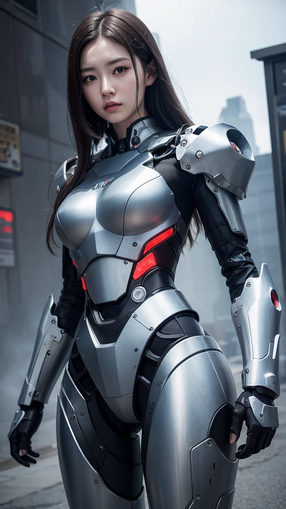 (best quality:1.23), (masterpiece:1.22), (film grain, skin details, 4k:1), (photorealistic:1.3), (detailed:1.15), (intricate pauldron:1.3), metallic belt and pauldron, (mecha  bodysuit:1.4),beautiful hottie the  lady Thor, Hands in pockets pose, abs, cyberpunk night street, whole body view, Steel gray hair ultra micro lacy underwear, cameltoe,  Hourglass body,beautiful hair Fishtail braid, realistic photo, innocent expression, girly, beautiful chest, beautiful thighs, beautiful hip, light particles, pixiv, high quality, 8K, highly detailed, fine detail