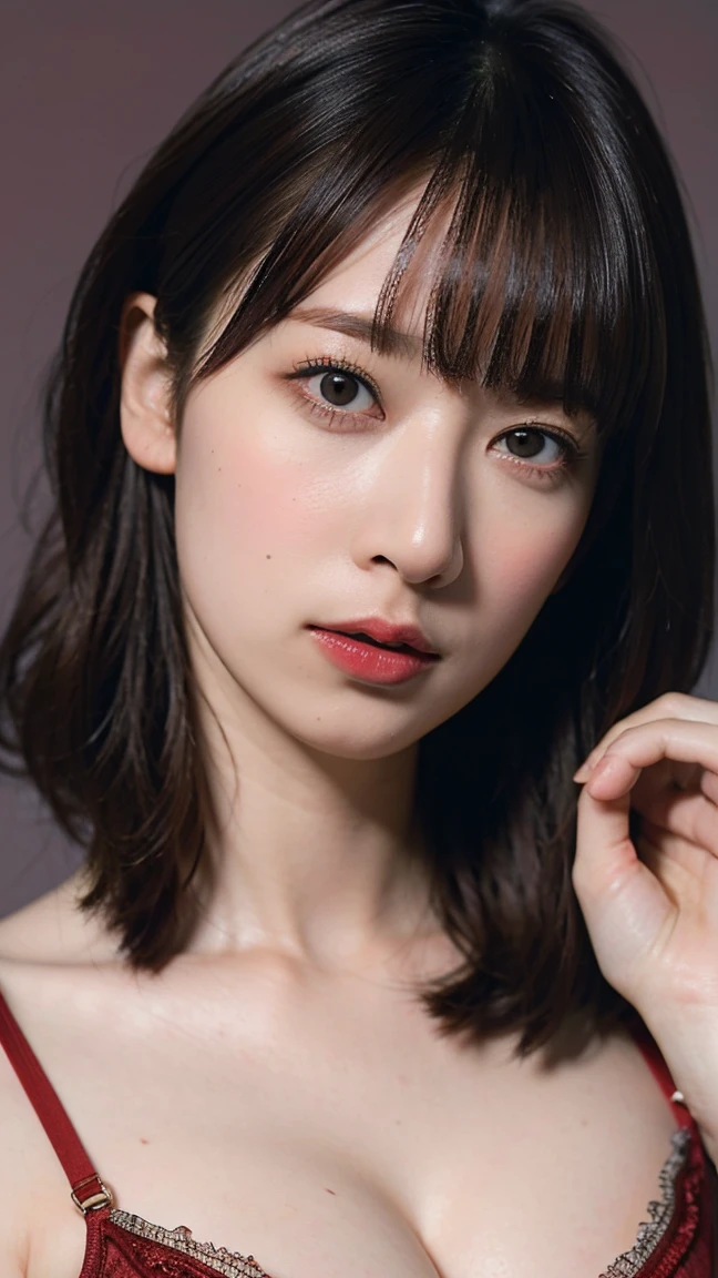 (((Ultra-high resolution、close、Cute Japanese Woman)))、顔のUltra-high resolutionクローズアップ画像を作成してください。
Long, straight black hair frames her face。
So that every single hair is clearly visible、Depicts subtle color changes depending on the amount of light hitting the subject。
The skin is white and smooth、Has a natural glow。
Fine skin texture、Representing the fine details of pores。
amountや頬に薄い赤みがある部分を詳細に。
The eyes are almond-shaped and dark brown.。
Fine details of the iris、Depicts color gradations and patterns。
Long, natural-looking eyelashes, each and every one visible。
Well-groomed eyebrows、indivual々The hair is clearly visible。
Light reflects off into the eyes、Create small highlights。
noseは繊細で、nose孔の細かいディテールがある。
Lips are plump and naturally pink。
Depicts the fine lines and soft curves of the lips。
Shiny、Accentuate the shape。
Detailed depiction of lip texture。
Particular attention to the depiction of light and shadow。
Soft natural light gently illuminates the face from the front。
amount、nose、Creates a subtle glow on the cheeks。
Shadows are cast softly along the contours of the face、cheekbone、Jaw Curve、noseの側面を強調。
The gloss of her lips reflects the light faintly.、Emphasizes plump texture。
The shadow of the hair adds depth and dimension.、indivual々The hair shines in the light。
The background is simple and blurred.、Focus on the face。
In the highest quality、Representing the utmost detail。
Negative prompts:

Noisy Images、Low resolution、Avoid blurry detaily hair is messy、Avoid unnatural hair textures。
Skin is unnaturally smooth、Avoid overly processed skin images。
Pores are invisible、Avoid products that have lost their skin texture。
Flat iris、Avoid those that lack detailed information。
short lashes、Avoid unnaturally thin eyebrows。
Light reflects off into the eyesていない、Avoid those with expressionless eyes。
noseのディテールが欠けているものは避ける。
Dry lips、Avoid unnatural colors。
Lip texture is not visible、Avoid non-shiny items。
Poor balance of light and shadow、Avoid evenly lit faces。
amount、nose、Avoid products that don&#39;t have a glow on your cheeks.。
cheekboneやJaw Curveが強調されていないものは避ける。
The shadow of the hair is shallow、Avoid things that lack volume。
The background is complicated、Avoid images where the face is not in focus。