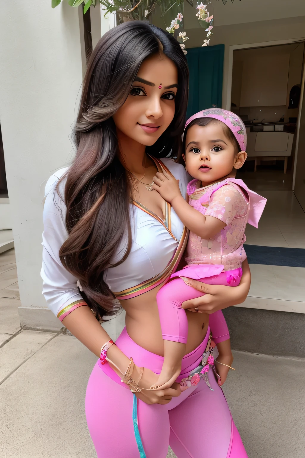 7  cute beautiful indian sexy girl with big oobs with cute littlars old   with stylish loair with stylish white colour full modern saree with straight pic full size image