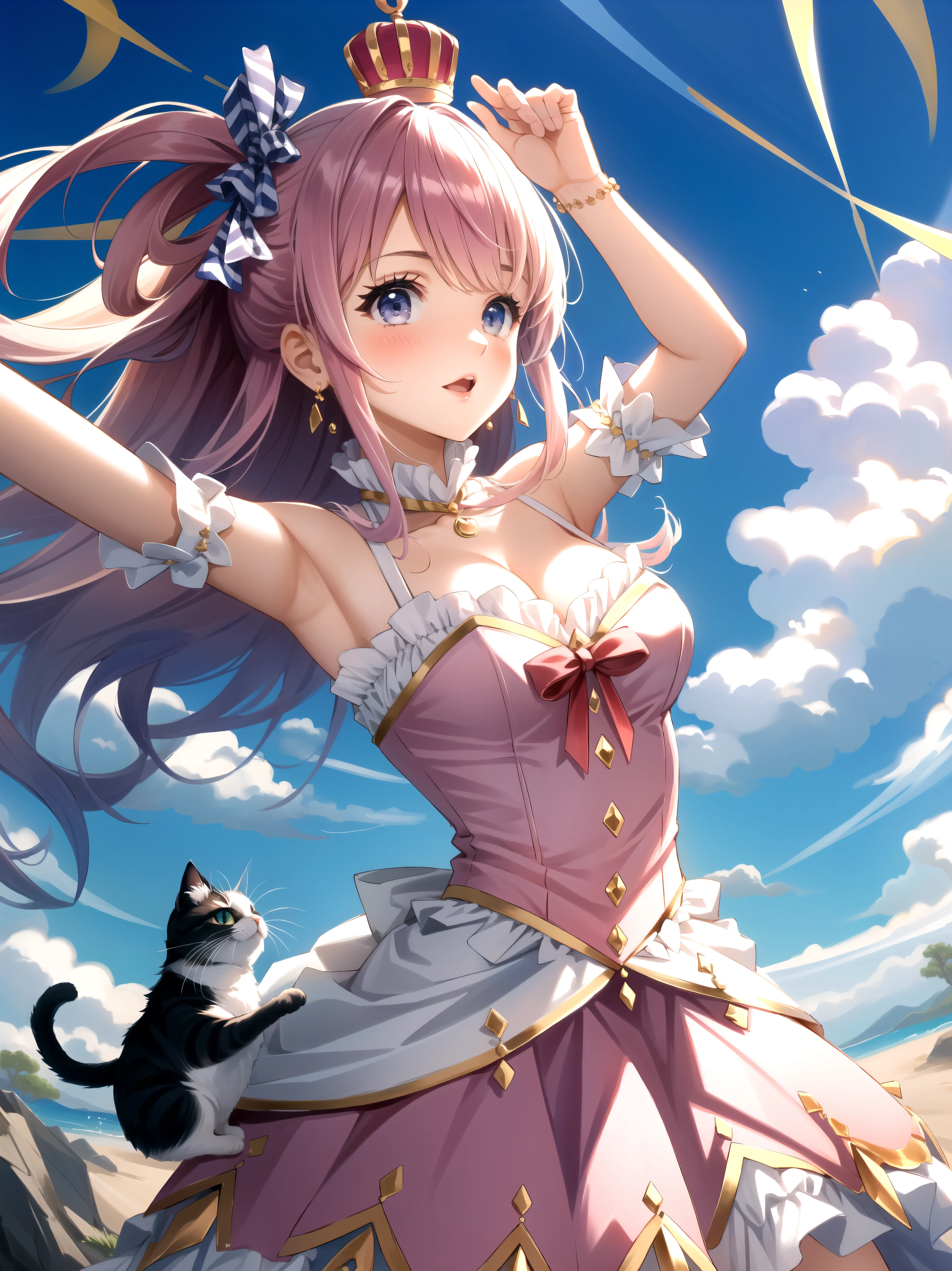 (  Masterpiece ,  best quality),   complex details,
 1 girl,    Lunadef ,  Renando ,
  cat stretch,