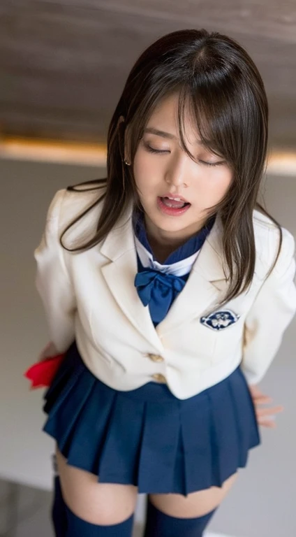  She's Wearing The World's Cutest High School Uniform、Age 25、The sculpture model is attractive, ( one girl :1.Hotos、 Photorealistic :1.4、 Official Art、 ultra-detailed、beautiful、And aesthetic 、beautiful顔、​masterpiece、top-quality、Poses that sexually stimulate men、 charming eyes、 euphoric expression 、 butt is small 、Colossal 、 breasts are exposed 、(nude)、The cutest blazer in the world、The cutest blouse in the world、The cutest red ribbon in the world、最もbeautiful顔、 the cutest earrings in the world 、 The World's Cutest Checked Miniskirt 、The cutest navy blue knee socks in the world、The cutest black loafers in the world、The cutest sleeping face in the world、 the cutest gravure idol pose in the world、 The most attractive body in the world 、 my whole body is showing 、 School Classroom、 opens her legs wide、Touching the thighs、Showing off the cutest panties in the world、(( dog style 、Raise your butt high 、 Insert、Deep joy、 severe pain 、Intoxicated Eyes:1.2）,(  view from above :1.5）, Despair, I feel like crying, sigh、(( Panting intensely :1.2))、 ecstatic face、 Climax Expression 、 look up 、 I look at the ceiling、(( open your eyes, Endure:1.5)), （ look at the viewers：1.1）