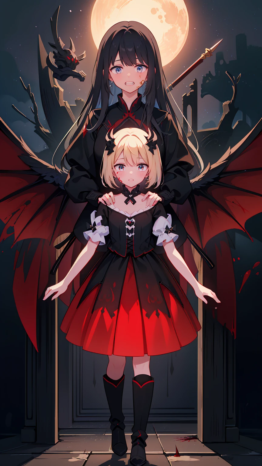 Shaded face　、beautiful girl、とてもcute天使、Pink T-Shirt、cute、baby face、Smile、Long Skirt、Black long bootS、.(HigheSt quality,4K,High reSolution,maSterpiece:1.2), very detailed,RealiStic:1.37, Spooky altar background ,Dark fantaSy,Red color Scheme,OminouS atmoSphere,Eye-catching,story,anatomy,Anime Style, concept art,beautiful細部までこだわった顔と (((Red eyeS ))),A terrifying ritual ,Satan's Ritual ,Premature death,Inappropriate behavior, Smile ,Scythe Face,Girl Monster, beautiful, Delicate facial featureS,  sharp eye, Sharp fangs, pale Skin, Dark Background,  movie lighting, Dramatic ShadowS, Gothic Style, Gloomy atmoSphere, Dark fantaSy, one person&#39;S, PleaSe open your mouth wide, Open your mouth and peel your fangs ,Sharp teeth like a beaSt, Wide lipS, Very big mouth, Vermilion cheekS, ,(Blood Splatter:1.4),Scary Smile, Smile,Angel DeSign, TwiSted Smile、Bloody、Head bleeding,,,,,、Blood Splatter、,(Blood Splatter:1.4),Skull,Devil&#39;s Spear,Horror Style, ((FantaSy Sweet Ta Frill Pink CoStume)), (( Flowing blonde hair )), ,(Blood Splatter:1.4),Female curveS, Sexy flat Stomach, Perfect handS, Perfect anime face, (Pink Tata DreSS)), Are Standing, ((Evil smile)), ,(Blood Splatter:1.4), Steam circulateS, Moonlight Illumination, night lighting, (Blood Splatter:1.6),Anime Angel Design, TwiSted Smile、Bloody、Head bleeding,,,,,、Blood Splatter、,(Blood Splatter:1.4), Skull,Gothic architecture、WeStern architecture、FantaSy World、,Victorian citieS, Skeleton GaS Light,Absurd, High reSolution、 (( table top naked underneath the jacket)), ((HigheSt quality)), ( very detailedな), (( very detailed)), (beautiful), ((cute)), (NFSW:1.8), Alone,(:1.6)、(world&#39;The moSt terrifying and creepy demon girl:1.5)beautiful face、 full body Ezbian 、pale, beautiful肌、beautiful金の髪、Smile gently、Dark building ruinS、(Snow white&#39;Frill dreSS:1.3)、(The dark ruinS are Stained with blood:1.3)、Low angle full body Shot、(The girl is standing in a pool of blood:1.5)、(The ground iS :1.3)、(The girl loSt a lot of blood....:1.3)、( Smile :1.6)、SpiritS、( Blood Dripping from Mouth :1.3)、
