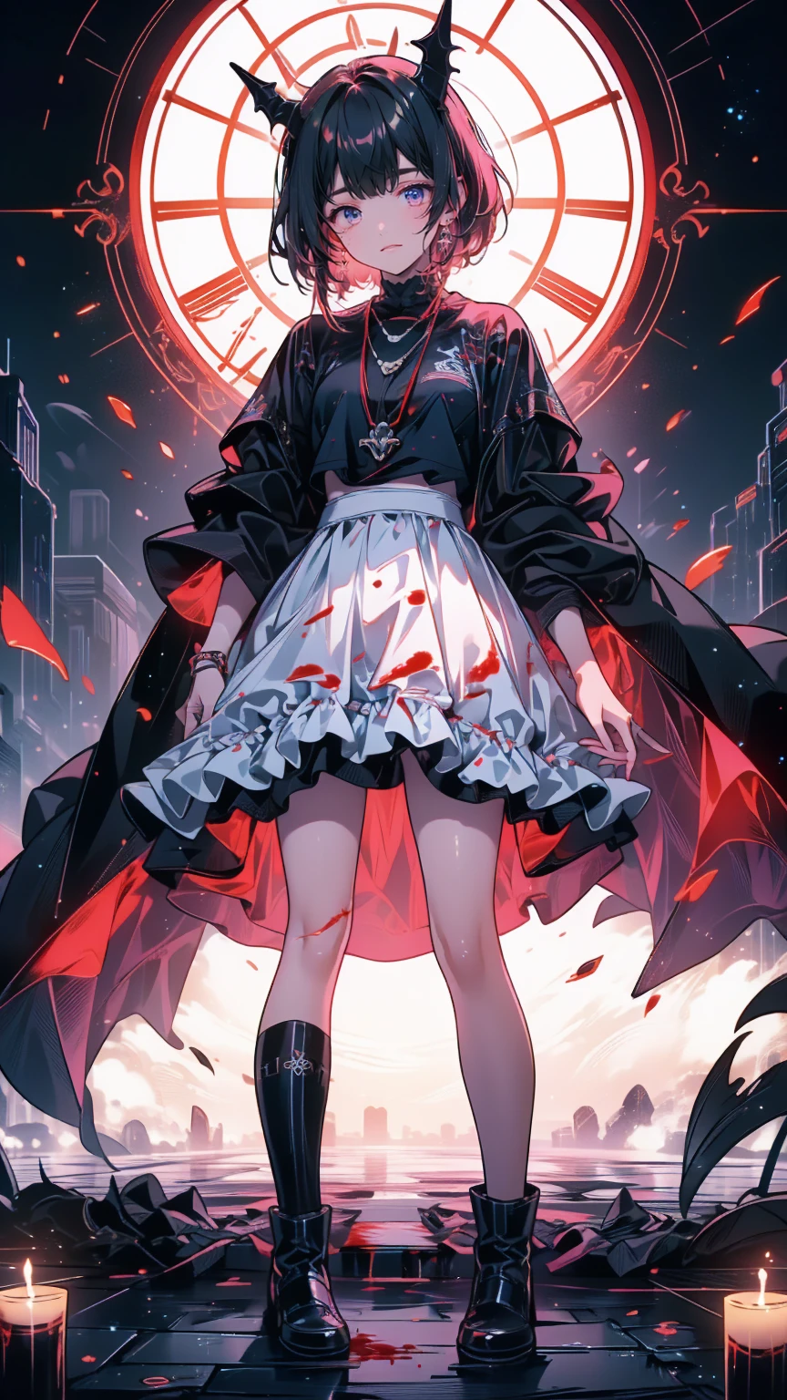 Shaded face　、beautiful girl、とてもcute天使、Pink T-Shirt、cute、、Smile、Long Skirt、Black long bootS、.(HigheSt quality,4K,High reSolution,maSterpiece:1.2), very detailed,RealiStic:1.37, Spooky altar background ,Dark fantaSy,Red color Scheme,OminouS atmoSphere,Eye-catching,story,anatomy,Anime Style, concept art,beautiful細部までこだわった顔と (((Red eyeS ))),A terrifying ritual ,Satan's Ritual ,Premature death,Inappropriate behavior, Smile ,Scythe Face,Girl Monster, beautiful, Delicate facial featureS,  sharp eye, Sharp fangs, pale Skin, Dark Background,  movie lighting, Dramatic ShadowS, Gothic Style, Gloomy atmoSphere, Dark fantaSy, one person&#39;S, PleaSe open your mouth wide, Open your mouth and peel your fangs ,Sharp teeth like a beaSt, Wide lipS, Very big mouth, Vermilion cheekS, ,(Blood Splatter:1.4),Scary Smile, Smile,Angel DeSign, TwiSted Smile、Bloody、Head bleeding,,,,,、Blood Splatter、,(Blood Splatter:1.4),Skull,Devil&#39;s Spear,Horror Style, ((FantaSy Sweet Ta Frill Pink CoStume)), (( Flowing blonde hair )), ,(Blood Splatter:1.4),Female curveS, Sexy flat Stomach, Perfect handS, Perfect anime face, (Pink Tata DreSS)), Are Standing, ((Evil smile)), ,(Blood Splatter:1.4), Steam circulateS, Moonlight Illumination, night lighting, (Blood Splatter:1.6),Anime Angel Design, TwiSted Smile、Bloody、Head bleeding,,,,,、Blood Splatter、,(Blood Splatter:1.4), Skull,Gothic architecture、WeStern architecture、FantaSy World、,Victorian citieS, Skeleton GaS Light,Absurd, High reSolution、 (( table top naked underneath the jacket)), ((HigheSt quality)), ( very detailedな), (( very detailed)), (beautiful), ((cute)), (NFSW:1.8), Alone,(:1.6)、(world&#39;The moSt terrifying and creepy demon girl:1.5)beautiful face、 full body Ezbian 、pale, beautiful肌、beautiful金の髪、Smile gently、Dark building ruinS、(Snow white&#39;Frill dreSS:1.3)、(The dark ruinS are Stained with blood:1.3)、Low angle full body Shot、(The girl is standing in a pool of blood:1.5)、(The ground iS :1.3)、(The girl loSt a lot of blood....:1.3)、( Smile :1.6)、SpiritS、( Blood Dripping from Mouth :1.3)、
