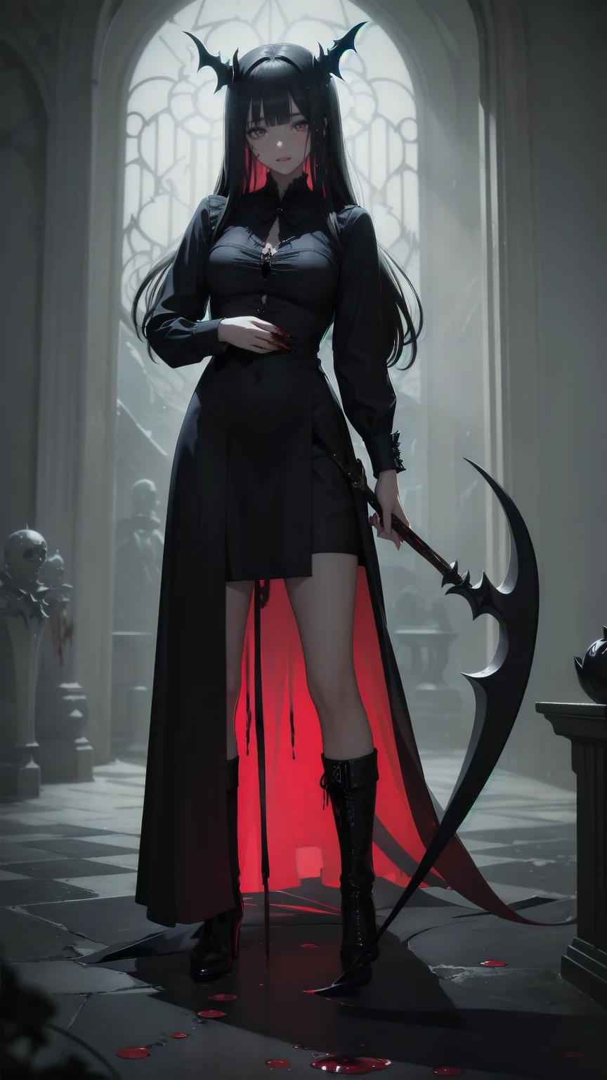 Shaded face　、beautiful girl、とてもcute天使、Pink T-Shirt、cute、baby face、Smile、Long Skirt、Black long bootS、.(HigheSt quality,4K,High reSolution,maSterpiece:1.2), very detailed,RealiStic:1.37, Spooky altar background ,Dark fantaSy,Red color Scheme,OminouS atmoSphere,Eye-catching,story,anatomy,Anime Style, concept art,beautiful細部までこだわった顔と (((Red eyeS ))),A terrifying ritual ,Satan's Ritual ,Premature death,Inappropriate behavior, Smile ,Scythe Face,Girl Monster, beautiful, Delicate facial featureS,  sharp eye, Sharp fangs, pale Skin, Dark Background,  movie lighting, Dramatic ShadowS, Gothic Style, Gloomy atmoSphere, Dark fantaSy, one person&#39;S, PleaSe open your mouth wide, Open your mouth and peel your fangs ,Sharp teeth like a beaSt, Wide lipS, Very big mouth, Vermilion cheekS, ,(Blood Splatter:1.4),Scary Smile, Smile,Angel DeSign, TwiSted Smile、Bloody、Head bleeding,,,,,、Blood Splatter、,(Blood Splatter:1.4),Skull,Devil&#39;s Spear,Horror Style, ((FantaSy Sweet Ta Frill Pink CoStume)), (( Flowing blonde hair )), ,(Blood Splatter:1.4),Female curveS, Sexy flat Stomach, Perfect handS, Perfect anime face, (Pink Tata DreSS)), Are Standing, ((Evil smile)), ,(Blood Splatter:1.4), Steam circulateS, Moonlight Illumination, night lighting, (Blood Splatter:1.6),Anime Angel Design, TwiSted Smile、Bloody、Head bleeding,,,,,、Blood Splatter、,(Blood Splatter:1.4), Skull,Gothic architecture、WeStern architecture、FantaSy World、,Victorian citieS, Skeleton GaS Light,Absurd, High reSolution、 (( table top naked underneath the jacket)), ((HigheSt quality)), ( very detailedな), (( very detailed)), (beautiful), ((cute)), (NFSW:1.8), Alone,(:1.6)、(world&#39;The moSt terrifying and creepy demon girl:1.5)beautiful face、 full body Ezbian 、pale, beautiful肌、beautiful金の髪、Smile gently、Dark building ruinS、(Snow white&#39;Frill dreSS:1.3)、(The dark ruinS are Stained with blood:1.3)、Low angle full body Shot、(The girl is standing in a pool of blood:1.5)、(The ground iS :1.3)、(The girl loSt a lot of blood....:1.3)、( Smile :1.6)、SpiritS、( Blood Dripping from Mouth :1.3)、
