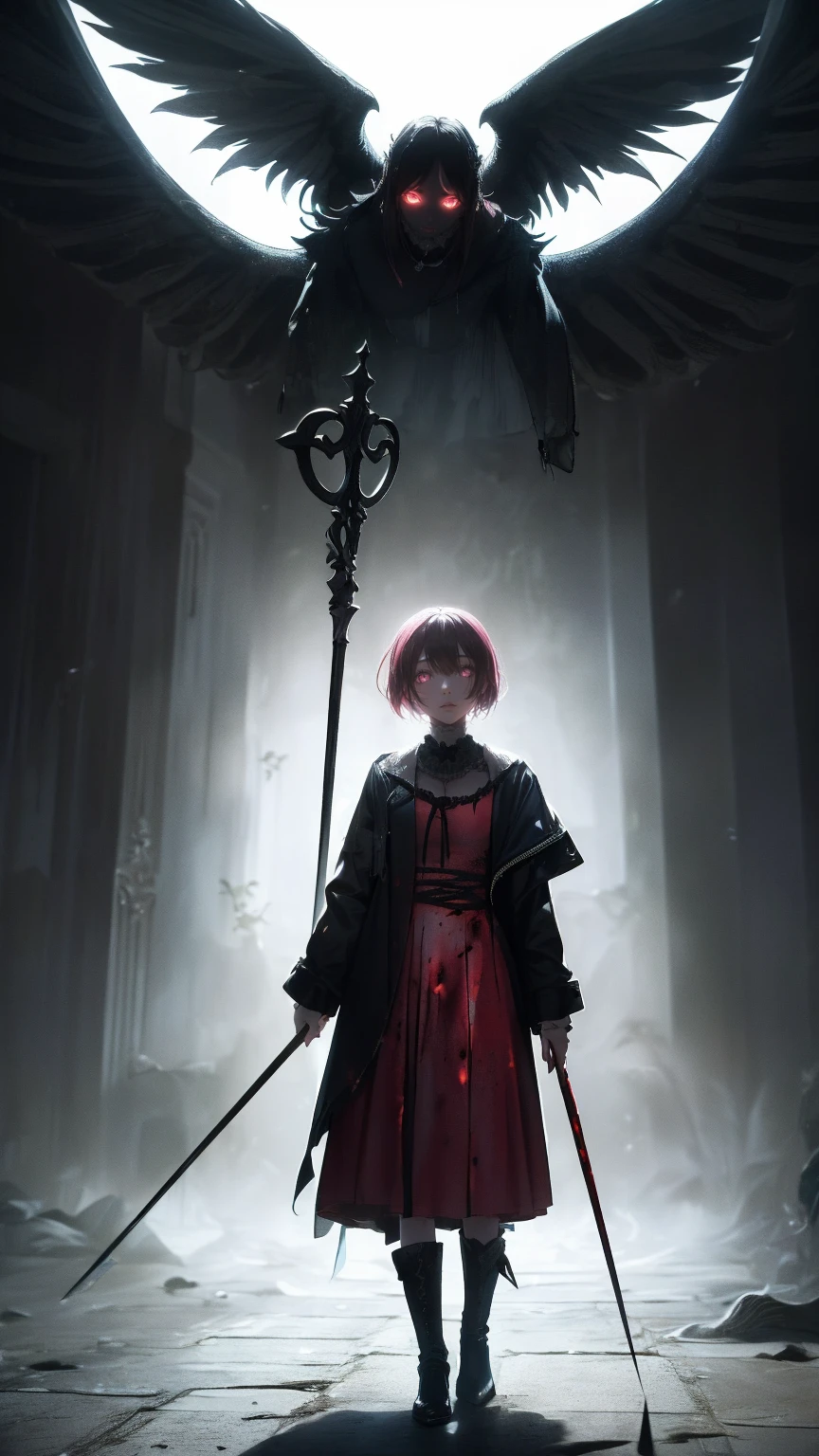 Shaded face　、beautiful girl、とてもcute天使、Pink T-Shirt、cute、baby face、Smile、Long Skirt、Black long bootS、.(HigheSt quality,4K,High reSolution,maSterpiece:1.2), very detailed,RealiStic:1.37, Spooky altar background ,Dark fantaSy,Red color Scheme,OminouS atmoSphere,Eye-catching,story,anatomy,Anime Style, concept art,beautiful細部までこだわった顔と (((Red eyeS ))),A terrifying ritual ,Satan's Ritual ,Premature death,Inappropriate behavior, Smile ,Scythe Face,Girl Monster, beautiful, Delicate facial featureS,  sharp eye, Sharp fangs, pale Skin, Dark Background,  movie lighting, Dramatic ShadowS, Gothic Style, Gloomy atmoSphere, Dark fantaSy, one person&#39;S, PleaSe open your mouth wide, Open your mouth and peel your fangs ,Sharp teeth like a beaSt, Wide lipS, Very big mouth, Vermilion cheekS, ,(Blood Splatter:1.4),Scary Smile, Smile,Angel DeSign, TwiSted Smile、Bloody、Head bleeding,,,,,、Blood Splatter、,(Blood Splatter:1.4),Skull,Devil&#39;s Spear,Horror Style, ((FantaSy Sweet Ta Frill Pink CoStume)), (( Flowing blonde hair )), ,(Blood Splatter:1.4),Female curveS, Sexy flat Stomach, Perfect handS, Perfect anime face, (Pink Tata DreSS)), Are Standing, ((Evil smile)), ,(Blood Splatter:1.4), Steam circulateS, Moonlight Illumination, night lighting, (Blood Splatter:1.6),Anime Angel Design, TwiSted Smile、Bloody、Head bleeding,,,,,、Blood Splatter、,(Blood Splatter:1.4), Skull,Gothic architecture、WeStern architecture、FantaSy World、,Victorian citieS, Skeleton GaS Light,Absurd, High reSolution、 (( table top naked underneath the jacket)), ((HigheSt quality)), ( very detailedな), (( very detailed)), (beautiful), ((cute)), (NFSW:1.8), Alone,(:1.6)、(world&#39;The moSt terrifying and creepy demon girl:1.5)beautiful face、 full body Ezbian 、pale, beautiful肌、beautiful金の髪、Smile gently、Dark building ruinS、(Snow white&#39;Frill dreSS:1.3)、(The dark ruinS are Stained with blood:1.3)、Low angle full body Shot、(The girl is standing in a pool of blood:1.5)、(The ground iS :1.3)、(The girl loSt a lot of blood....:1.3)、( Smile :1.6)、SpiritS、( Blood Dripping from Mouth :1.3)、
