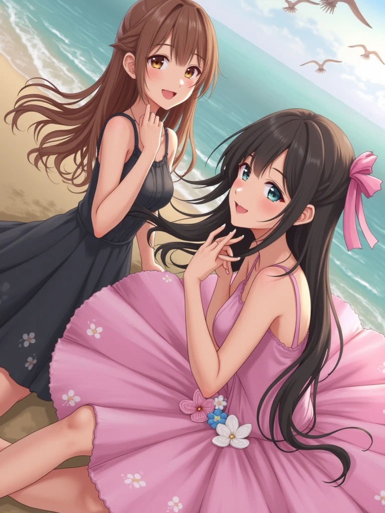 masterpiece, best quality, (2girls:1.3), <lora:yutamix-extra-twinkle:0.7>, yutamix-extra-twinkle, dress