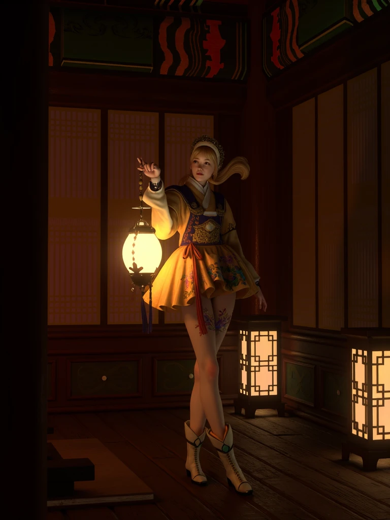 Masterpiece, High detail, High quality, Beauty high legs, Mesh stockings, The boots smiled beautifully,