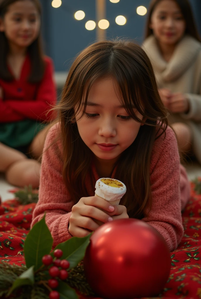 At Christmas, A child again gives alms to the homeless, Bums are dirty, The child's face is full of love and helping others