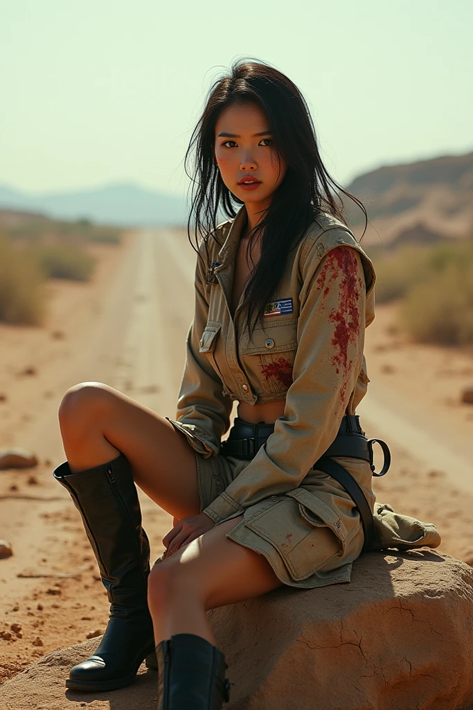 At sunset,Spectacular clouds,Camp in the mountains, Clear focus, rebellious, 8K. 50mm lens,Full body portrait,Full body female love,1 Woman,Female Celebrities,Female Model,Standing outside the tent,Mature,30 years old,((dramatic:1.2)),((Nurse uniform:1.2)),Cleavage, blond hair, Strong abs,Beautiful long legs,Complex clothing,Very detailed details,(((Injuried)))