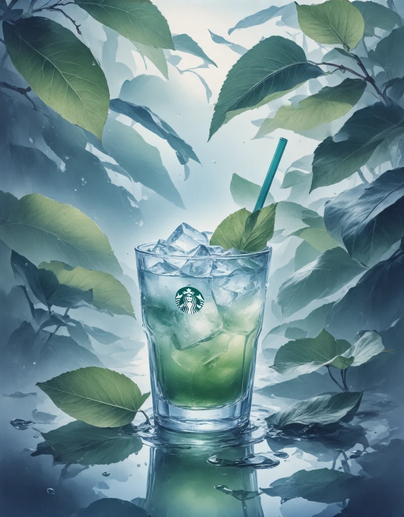 signature, cup, no humans, leaf, ice, drinking straw, drink, still life