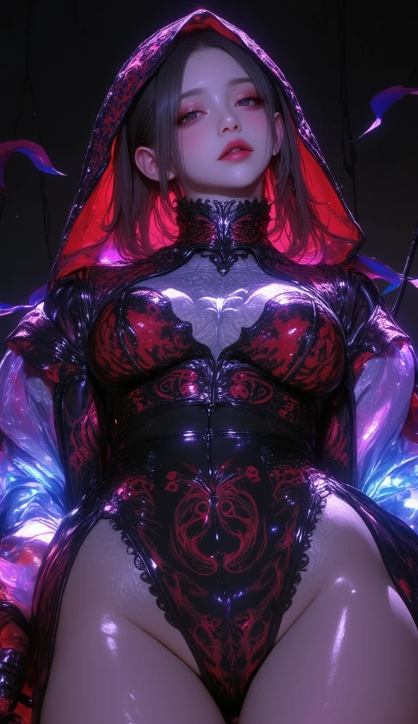 Fine、(The best illustrations)、8k UHD resolution、intricate-detail、top-quality、realisitic、ultra-detailliert、The best lighting、Best Shadows、Soft lighting、Ulutra HD、Ultra-realistic、Tindall Effect、Photorealsitic、(High Detail Skins:1.2)、 (Intricate details, makeup, pureerosface_v1:0.5), (Detailed beautiful delicate face, Detailed beautiful delicate eyes, A perfectly proportioned face, High detailed skin, Detailed skin, best ratio four finger and one thumb, arms below breasts, Tattoo with a red glow under the stomach、Awesome awesome, wide hips, smooth midriff, skiny and thin, __Fashion__, __hair__:1.25)、Digital SLR、 absurderes、1 beautiful devil woman from hell, surreal female portraits by David Hockney and Alphonse Mucha, Portrait of a seductive woman、Fantasy Art, Chinese Doll、Chinese actress、Dungeon、The dragon、Devil's Palace、Devil's Torture Chamber、natta、Dark style 、In the Dark、(Detailed spooky backgrounds:2), magia、 女の子1人、Evil Nun、Dark Necromancer、Succubus、Devil's Daughter、Umi Shinonome、Bat Wings,(((Demon Horns)))、 ((((Huge glasses, Otaku Glasses, thick glasses, Round glasses)))),(((Colossal tits)))、(Devil's Tail)、(red eyes glowing:1.6)、red eyes make up very sharp and detailed, The eyes are very well made up, ((Red Eye:1.0)),intricate tattoos, demonic intricate tattoos, thigh tattoos, body tattoos, masterpiece、The most beautiful face、a baby face、Charming smile、plump beautiful red lips、Muscular seductive body、The enchanting body of the devil、devil style、Seductive Black Magic Costume、(((A shiny red snake is wrapped around her body)))、The long-haired、Braids、A dark-haired、Ponytail distortion、, Ponytail with a bow tied at the back of the hair, Beautiful expression、Body Up、Large breasts emphasis、Bust, Super tight breasts, Breast augmentation surgery, The breasts are very big and round and round,Toned waist、Wide buttocks、 lowkey, cowboy lens, (Black Phoenix Dress: 1.0), devil crown, Red sparkling gemstone necklace、Jewelry Gwise, wearing black mesh socks,Wear light red、nffs