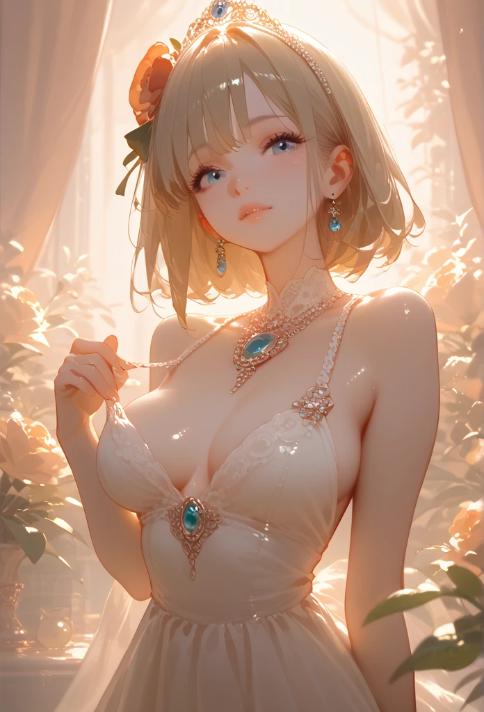 Anime - Style image of a woman in a white bikini sitting on a bed, Enchanting anime girl, , Smooth anime CG art, Beautiful and attractive anime teen, Beautiful Anime Girls, Attractive anime girl, blonde anime girl with long hair, Anime Goddess, Beautiful and attractive anime woman, Anime Best Girl, Naughty, tits, | Anime with attention to detail