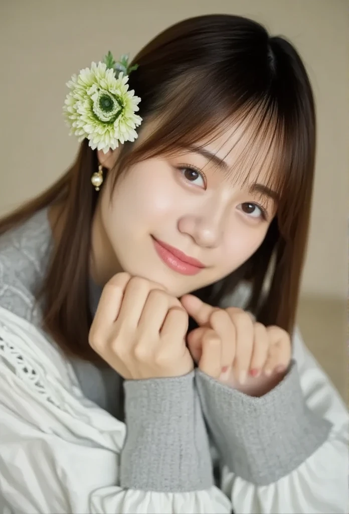 (Highest Resolution, clear_Image 1.2) 、(Beautiful girl with golden ratio face)、(15-year-old girl)、(very vivid eyes、wolf eyes 1.2)、wonderful, Tabletop, Attention to detail, Lip gloss、(((Twin-tailed rabbit style)))、Very beautiful girl、 alone, Beautiful girl like a model、(Long sleeve sailor suit、Very fine pleated scarf, Beautiful and detailed, Attention to detail nose,((((Licking tongue)))、Top quality photo masterpiece、Amazing realism photography、Surrealist female portraits by David Hockney and Alphonse Mucha,(((looking at the camera)))、((((Serious Eyes)))、(((Add highlights to the eyes)))、(((looking at the camera)))、Smile happily,Perfect Makeup,smile,(14-year-old girl)、(very vivid eyes、wolf eyes 1.2)、