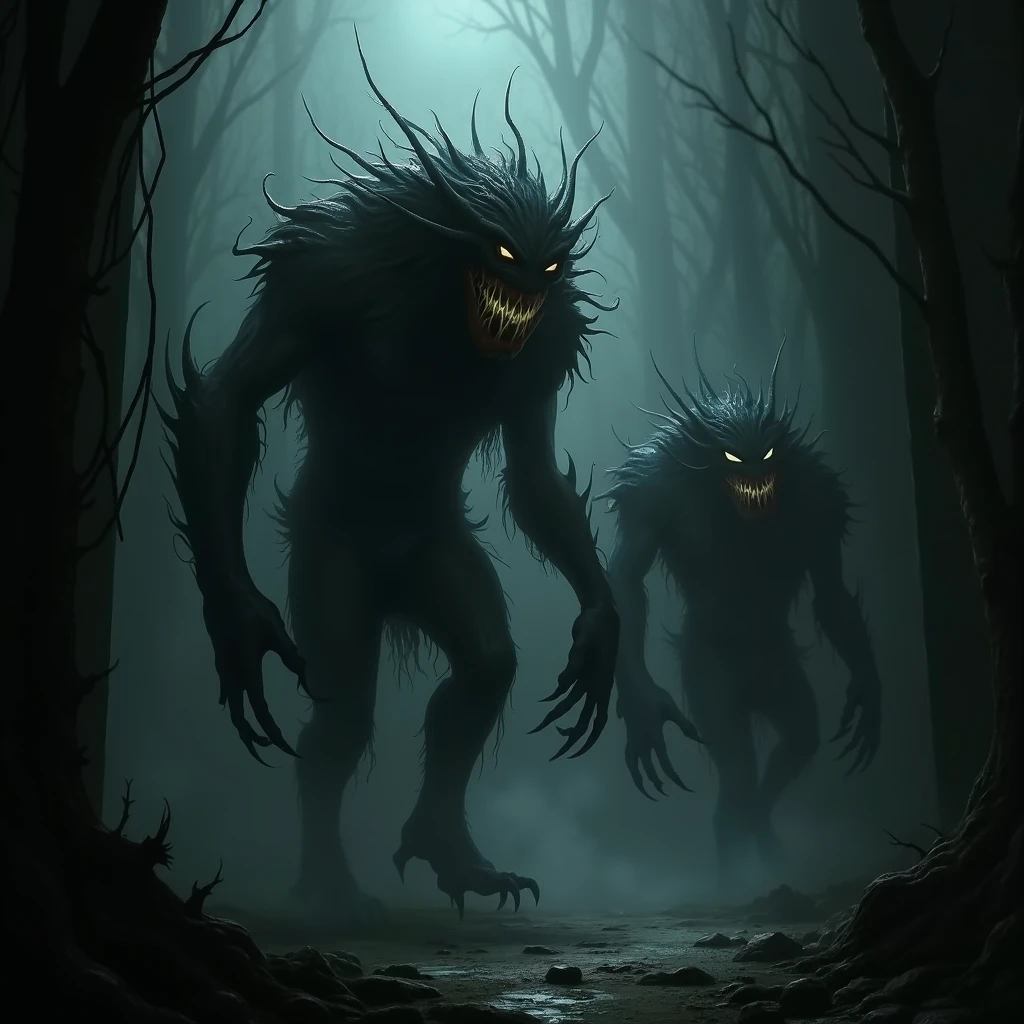 Now several separate samples,  It has to be monsters that live in a forest in a medieval world 