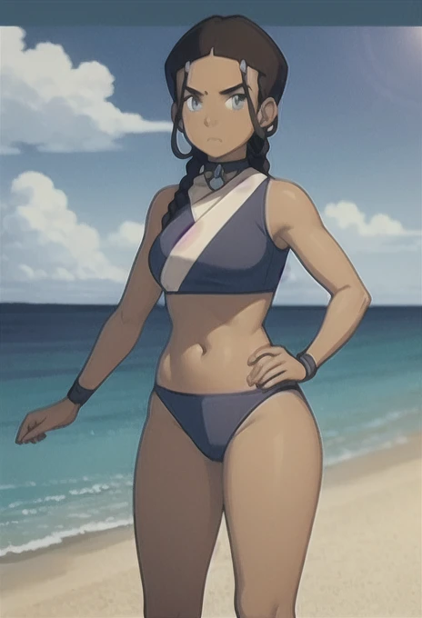 muscles are tense,underwear,The legend of korra, 1girl,korra,(,thongs,Hands up:1.3),muscular,(,dark skin,medium tits,micro bikini,stockings:1.2),view from crotch,from below,looking under clothes,
