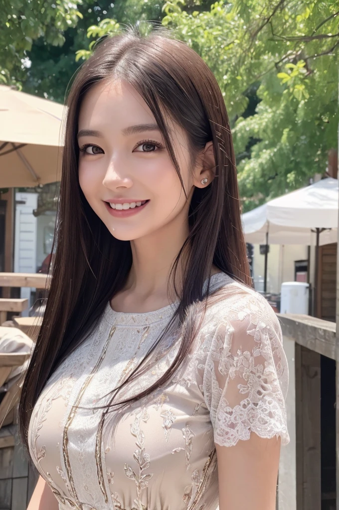 wide angle shot of 1girl at a food court of a mall, Extremely beautiful, amazing face and eyes, extremely detailed beautiful face, SLIGHTLY LONG CHIN), (Ultra realistic), (highly detailed eyes, highly detailed hair, highly detailed face, highly detailed plump lip, petite and curvy, posing slightly, upper and lower body, laughing, (best quality:1.4), Raw photo, (realistic, photo-realistic:1.37), professional photography, cinematic light, long curly dark hair, wearing cozy white winter outfit at the mall automatic ratio 4:3, shot on kodak gold 300, holding a paper coffee cup in hand