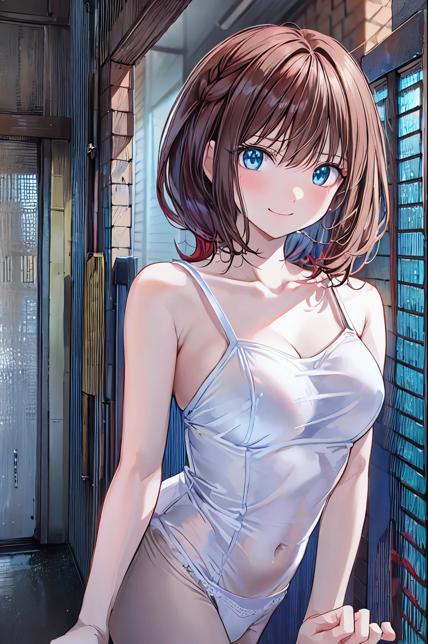 ((((, , perfect anatomy, anatomically correct, super detailed skin)))), 1 girl, japanese, , (detailed ultra-oily shiny skin:1.1), watching the view, (smile:1.5), 
beautiful hair, beautiful face, beautiful detailed eyes, (short hair:1.2, bob cut:1.2), silver hair, (large breasts:0.8), 
beautiful clavicle, beautiful body, beautiful chest, beautiful thigh, beautiful legs, beautiful detailed fingers, five fingers, babyface, , ess, bottomless, 
(((naked towel))), 
(beautiful scenery), on the rooftop, beautiful night view, walking, 
(8k, top-quality, masterpiece​:1.2, extremely detailed), (photorealistic), beautiful art, visual art, depth of fields, cinematic lighting, ,