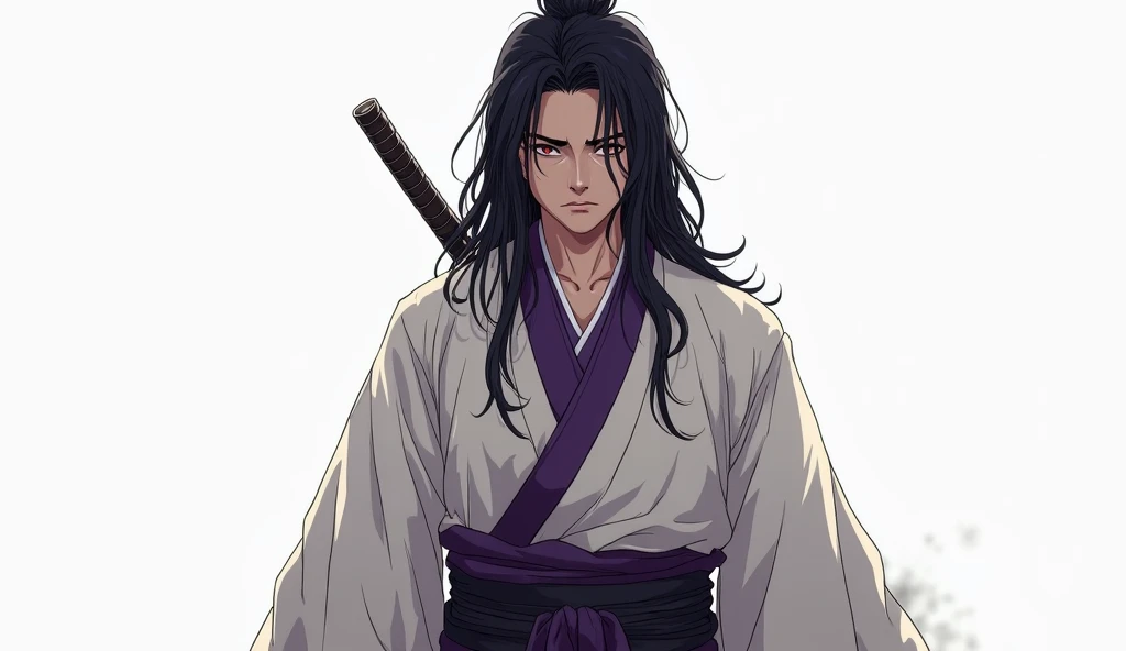 Anime character with long hair holding a red stick in his hand, cara bonito na arte demon slayer, raposa nobushi segurando uma naginata, Akiyuki Shinbou, Kazuya Tsurumaki, Shikanosuke Yagaki, Miyamoto Musashi, imagem de anime shuushuu, Tanjiro Kamado, from sengoku period