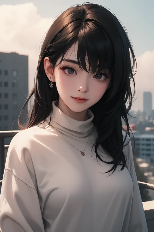 (high quality, 8k, 4K, High Contrast, masterpiece:1.2, 最high quality, Best aesthetics), 1 female, (Realistic skin texture:1.3), (Film Grain:1.3), (Selfie angle, High Angle), one person&#39;s, Beautiful and detailed eyes and face, 最high quality, close, Cowboy Shot Black Hair ,  Disposable mask, blue hair inner, white shirt, dark blue skirt (Show off a black bra)