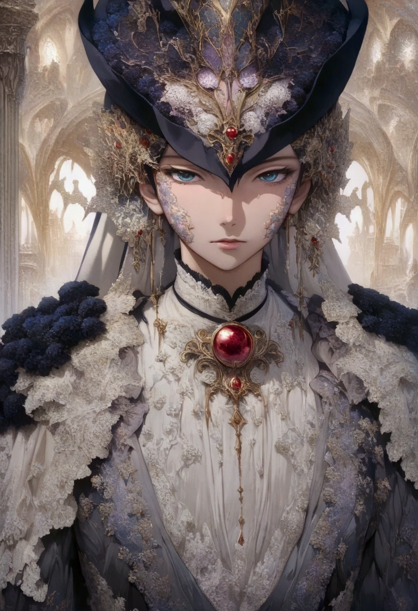 (masterpiece, top quality, best quality, official art, beautiful and aesthetic:1.2), boy, handsome, extreme detailed faces, (fractal art:1.3), colorful, highest detailed, (perfect face), shiny skin, HDR, cantarella, extremely detailed dress, detailed background, 2.5D art style, novel art style 