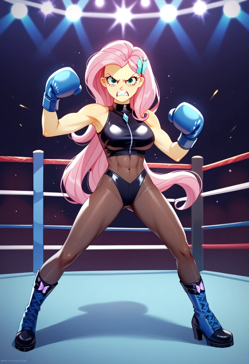 Eqg     rarity   in      in a bodystocking angry. Fluttershy  fight on ring boxing 