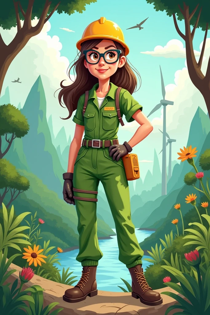 Cartoon of a female environmental engineer