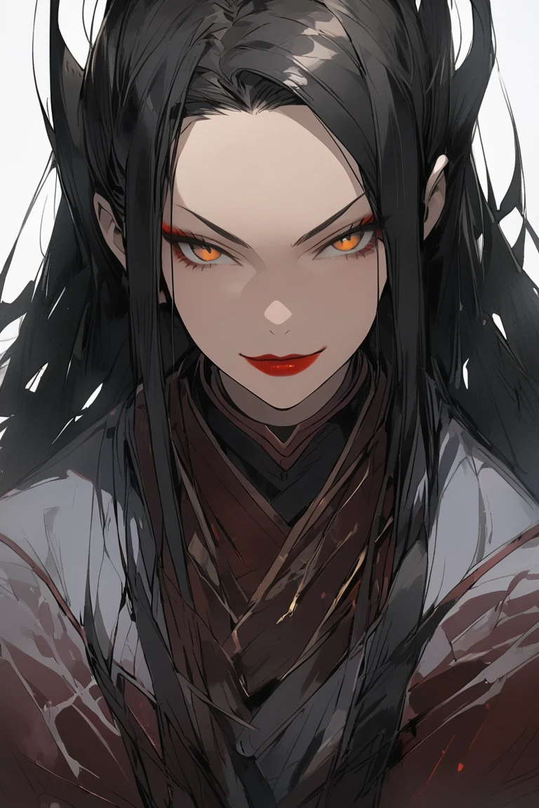    masterpiece ,    Best Quality  ,  a girl, Azula, make-up,   black hair ,  red lips,  golden eyes  ,  with arms crossed , arrogant pose ,  ironic smile  ,