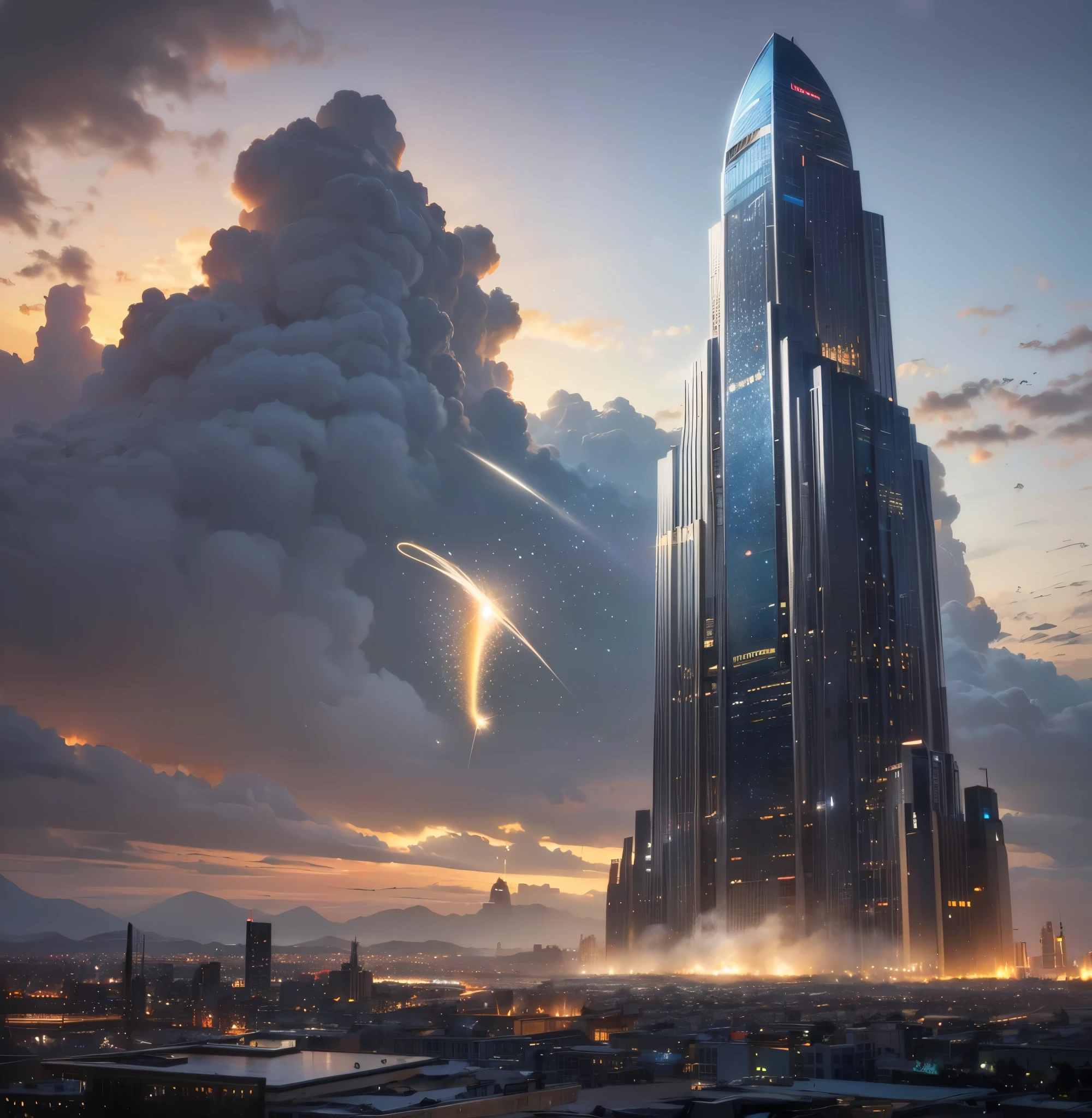 (8k, highest quality, masterpiece, final fantasy style: 1.2), (unRealistic, photoRealistic: 1.37), Dreamy landscape, Fantasy, Unsurreal landscapes, Super detailed, Flying Castle, Floating Island in the Sky, Seven-colored swirl of light, Intense lightning, milky way, Complex Light, Colored light, Large Lake, Starry sky reflected on the lake surface, Countless shining stars, Meteors, Reflections , (A pillar of light emanated from the ground:1,2), roses and orchids gardens , sunset, pink clouds, waterfalls in the sky, realistic style, Hyperrealism drawing, a flying pirate spaceship floating at the clouds level, burning skyscrapers, cyborgs, timeless realms, stunning princess , floating hair, pink lipstick, cute, naked shoulders , casting spell, healing light magic effect, in a magical lagoon of the fairyland, crystal clear water surface reflections, sharp focus, looking at viewer, (close-up:0.9), (bright white theme:1.2), (bright white tone:1.2), (deep blue tone:1.3),((( realistic, Hyperrealism, vivid colours , landscapes ,futuristic skyscrapers, alien cyborgs , science fiction themes)))Masterpiece, High Resolution, Accurate, Anatomically Correct, High Details, Perspective, Atmospheric Perspective, Panorama, Wide-Angle, Sparkle, Lens Flare, Depth Of Field, Cinematic, Futurism, Hyperrealism, Photorealistic, Unreal Engine,