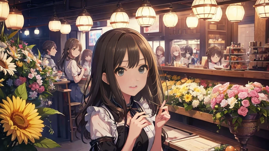 Shibuya Rin、 waitress 、Beautiful eyes、makeup、 smiles、 closes her mouth、Portraiture、 face close-up、Florist