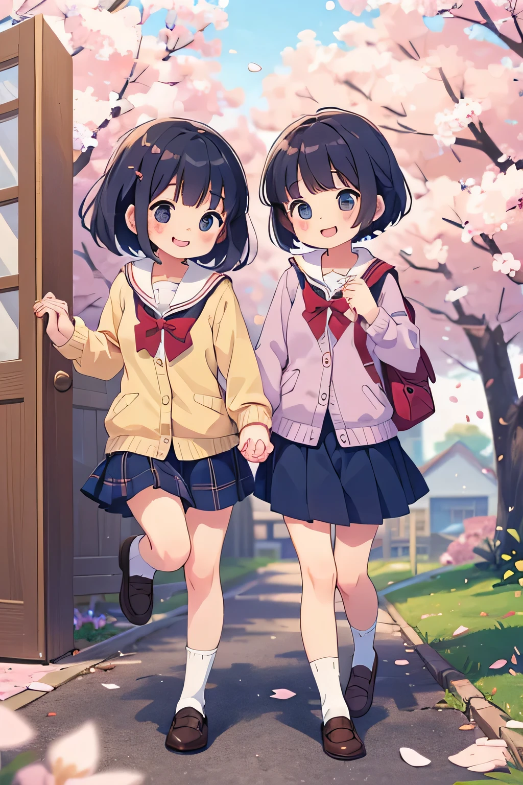 (masterpiece、Highest quality、Highest quality、Official Art、Beautiful and beautiful:1.2)、(One person:1.3)Hatsune Miku、Twin tails,Beautiful breasts, Katsushika Hokusai,masterpiece, Highest quality, plural, Backpack, bag, Three people, skirt, close your eyes, Black Hair, school bag, Open your mouth, short hair, Brown Hair, Outdoor, smile, sneakers, Twin tails, shoes下, shoes, child, road, walk, wood, Day, ^_^, short Twin tails, running