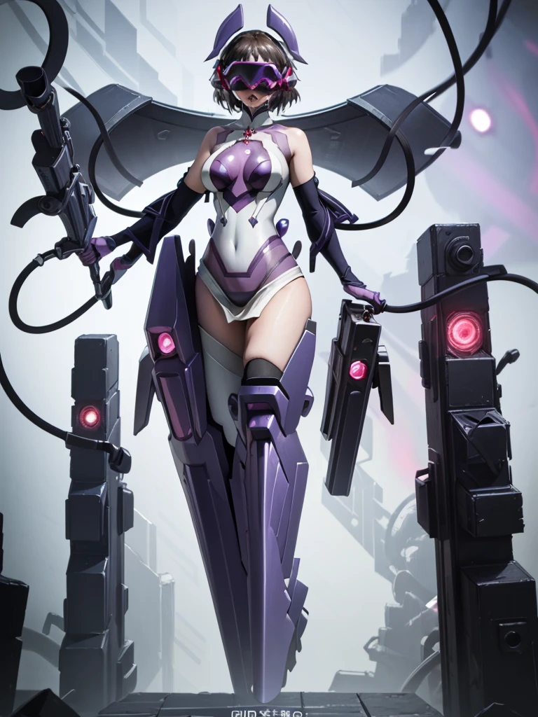 Anime girl wearing a full body plugsuit with armored  Robot Chest  sitting in a pilot seat with her  Robot Chest  being used as power generators, she is wearing a Virtual reality headset and goggles with machinery and tubes and wires going inside her head and brain,  } Anime girl wearing full body suit , ( best quality, high definition :1.2),  Ultra Detailed , (Realistic:1.3),  cyberpunk , Futuristic,  portrait,  shiny and revealing latex costume ,  cyber implants , Virtual reality,  Drooling Face ,  Anime girl is hypnotized , Virtual reality headset covering eyes,  Chest Armor ,  The machine on the wall is connected to the girl's head and chest ,  Robot Chest , fully covered breasts, Armored Chest , Clothed Breasts , Full suit,  the machine tube is connected to the girl's metal chest ,  the machine tube is connected to the girl's head ,  Cheerful Metal Chest , Spherical Breasts ,  the girl's metal chest is plugged into the machine ,  Thick Metal Tubes ,  the long metal tube and wire connected to the girl's chest ,  Power to Suck Through a Girl's Chest ,  open her mouth ,  Girl Is Drooling ,  Legs Are Spread ,  My Chest Is Floating ,  legs,  with a calm expression,  Robot Chest ,  Techno Tube Connected to Chest Armor ,  x} Lots of wires and tubes inserted into a girl's head ,  非常にBig Breastsです, Slim Hips,  Impossibly Big Breasts , Big Breasts