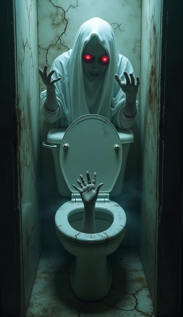 Horror-themed <lora:Halloween.FFusion.AI-TECH:1> a scifi toilet with a ghost hand reaching out of it, gaming toilet, rgb gamer toilet, gaming chair as a toilet, cyberpunk ads, toilet paper, photorealistic dark concept art, creepy!!!, haunting!, hyperrealistic nightmare scene, hyper realisticâ, hyper realistic â, creepy!!, creepy, realistic fantasy render, realistic cinema 4 d render, ultra realistic concept art, surreal 3 d render, poltergeist dark hands from the wall . Eerie, unsettling, dark, spooky, suspenseful, grim, highly detailed