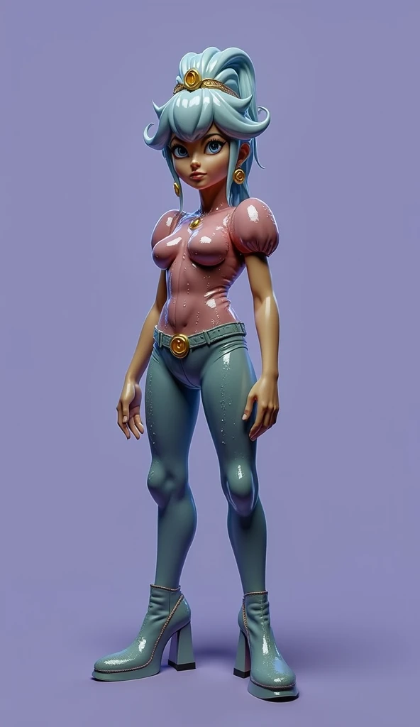 ((nsfw)) Super Cute Full Body Girl 3D Image, corpo inteiroesbian、1pc, bons olhos olhando, olho grande, majo, feliz, c4d, pop matt caixa cega, longos cabelos grisalhos, bolhas brilhantes, Brinquedos, solid color backdrop, Chibi, fluorescent translucent, corpo luminoso, kawaii, humano - em forma, reference table, Pixar, detalhe intrincado, 3D rendering, batedeira, Renderizadoll OC, fol body reference sheet,  Dribles, Altos detalhes, 8k, studio lighting, Lori, pequeno,  Chibi, Caracteres SD: 23, fundo simples, nsfw