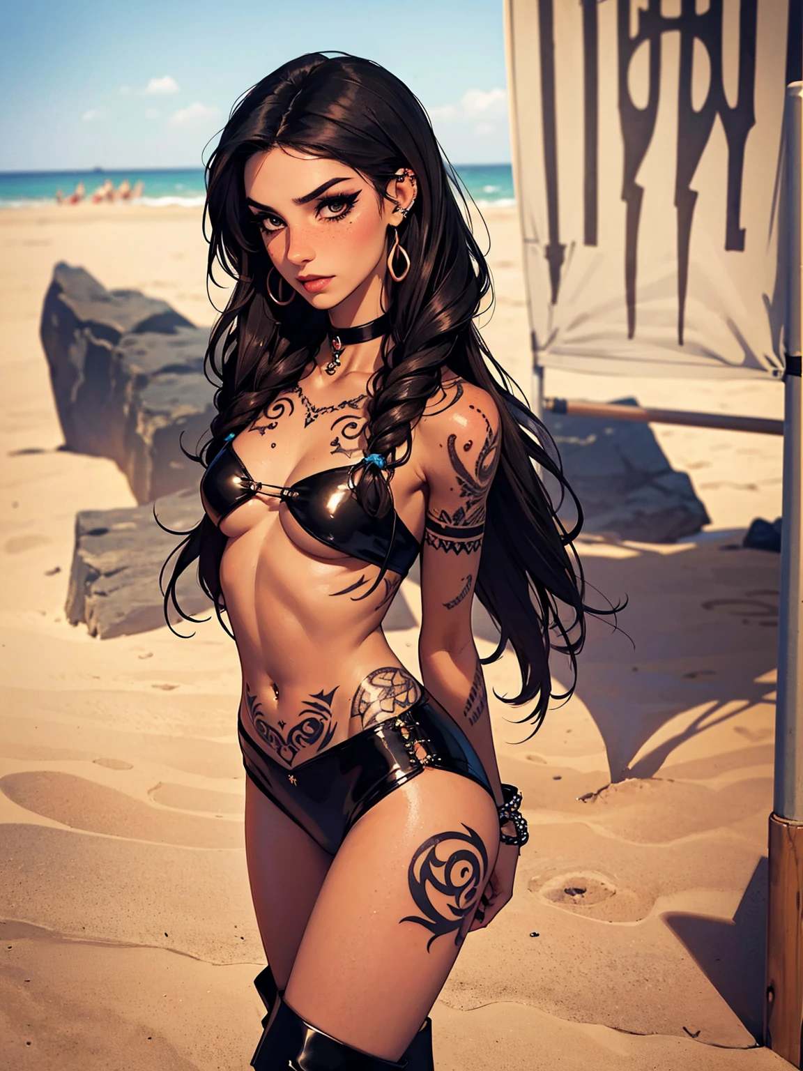 (hentai:1.4),(powerful and huge giant hairy woman:1.0),(Vulgarity Porn actress:1.1),arafed woman in chain bikini posing a portrait inspired by Ryan Barger, tumblr, dada, japan anime hero bikini, feminine , shredded,ultraviolent woman, powerful and huge, giant stunning goddess shot, very beautiful. ,sex slave_tattoo,oily , huge shackles on body , huge anchor behind, chained to anchor, lots of long chains wind around her, covered with shackles chains,